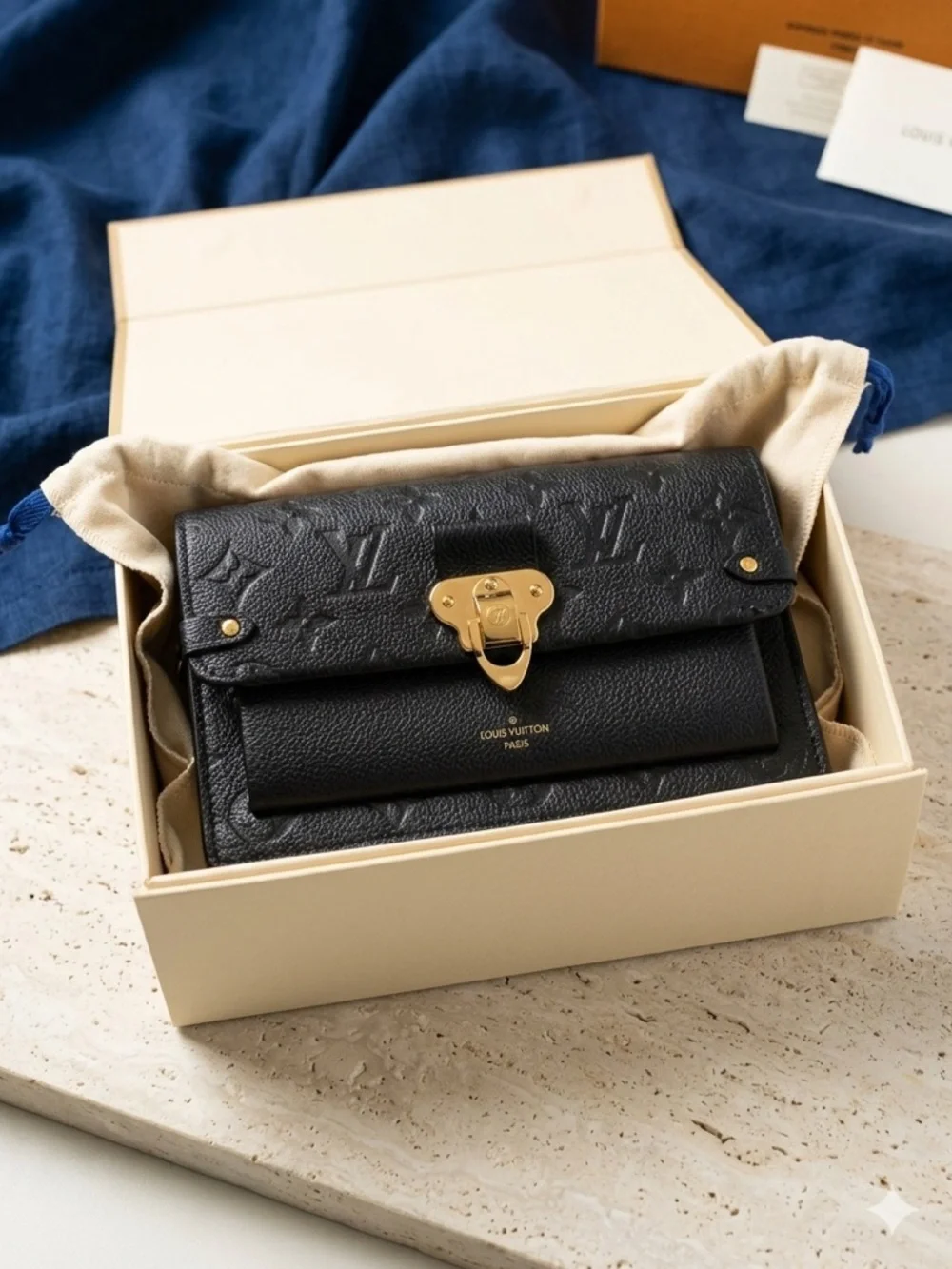 Louis Vuitton Black Monogram Leather Crossbody with Gold Hardware